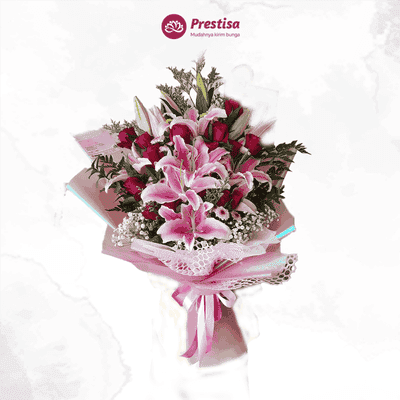 PINK LILY ROSE KOREAN BOUQUET